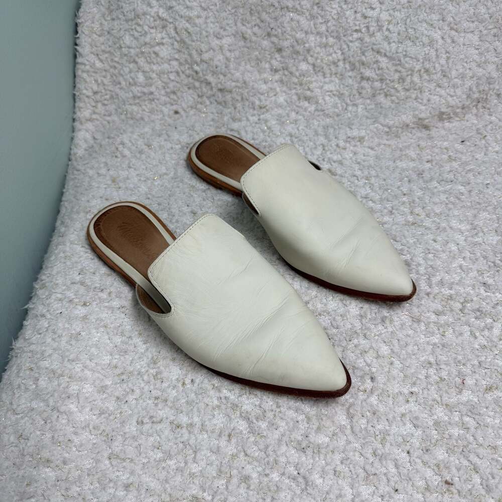 Madewell The Gemma Mule in White Leather Size 7